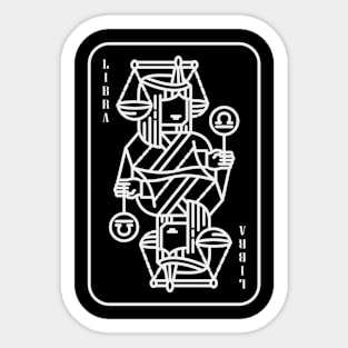 Libra Zodiac horoscope line art playing card style Sticker